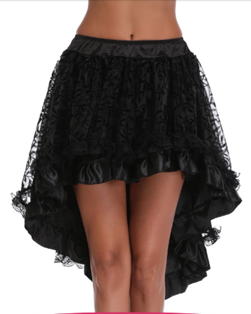 Women Fashion Retro Gothic Skirt Renaissance Lace Irregular Skirt Party Dress